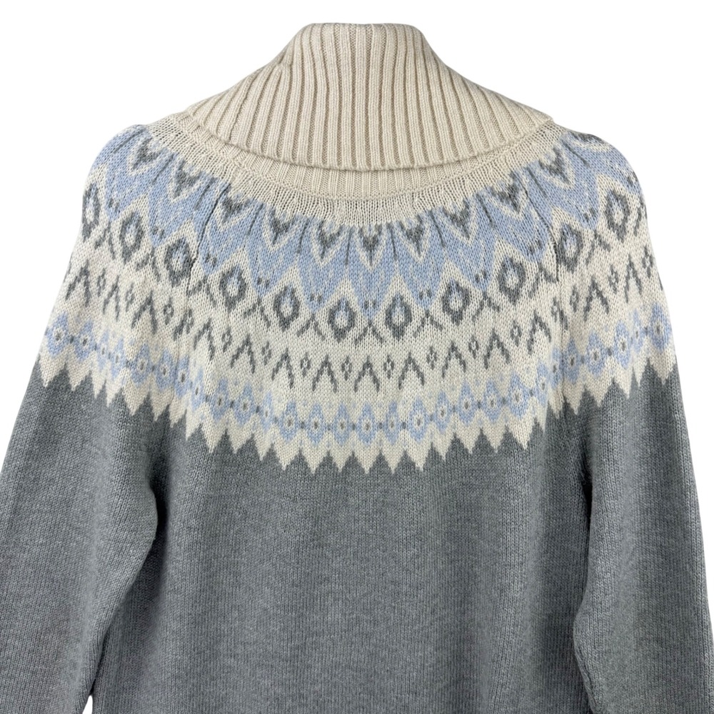Banana‎ Republic Fair Isle Turtleneck Sweater Women Small Grey Blue Alpaca Blend - Picture 6 of 13
